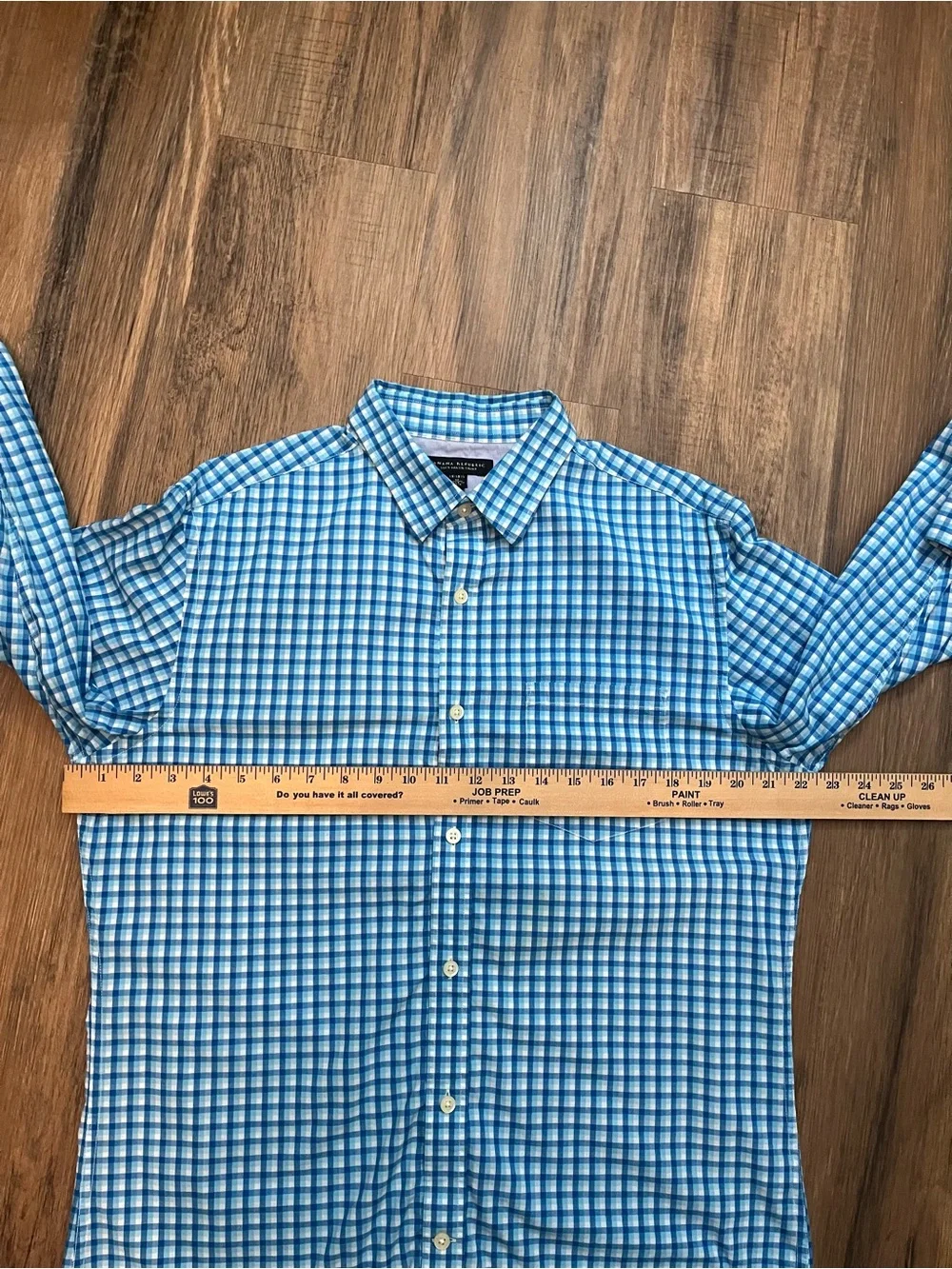 Banana Republic Soft-Wash Shirt Men’s Sz M 15-15.5 Neck Button-Up Blue Gingham